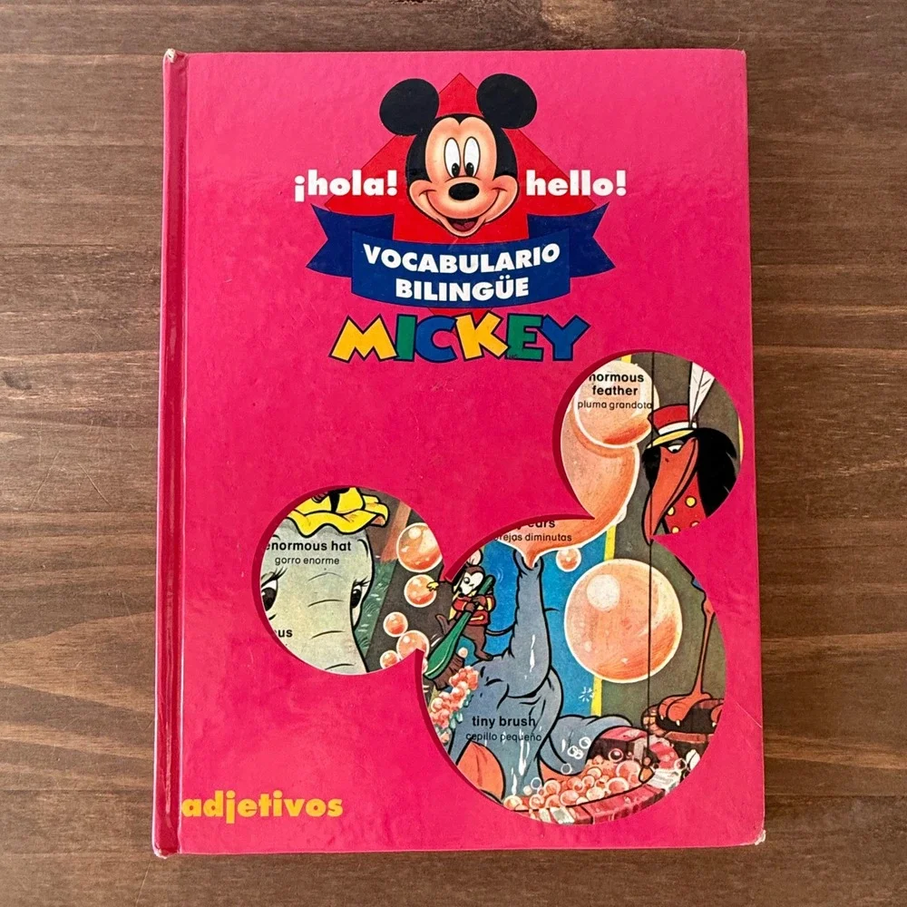 Lot of 4 Vintage Disney Mickey Mouse Bilingual Spanish English Vocabulary Books